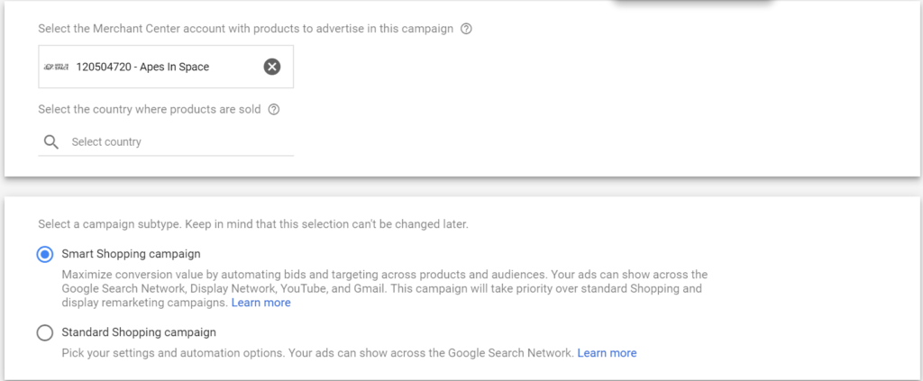 creați o campanie inteligentă de reclame pentru cumpărături Google