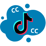 Logo TikTok dengan tombol cc