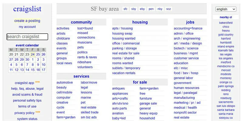 24 個在線銷售產品的最暢銷網站和市場, Craigslist San Luis Obispo Free Furniture