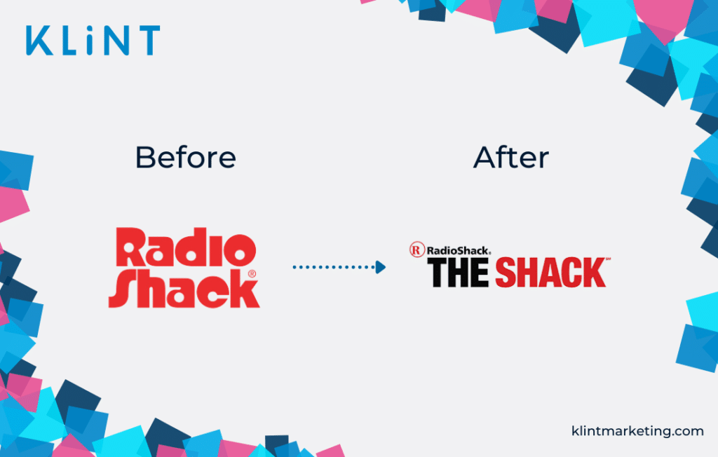 Rebranding Radioshack avant et après