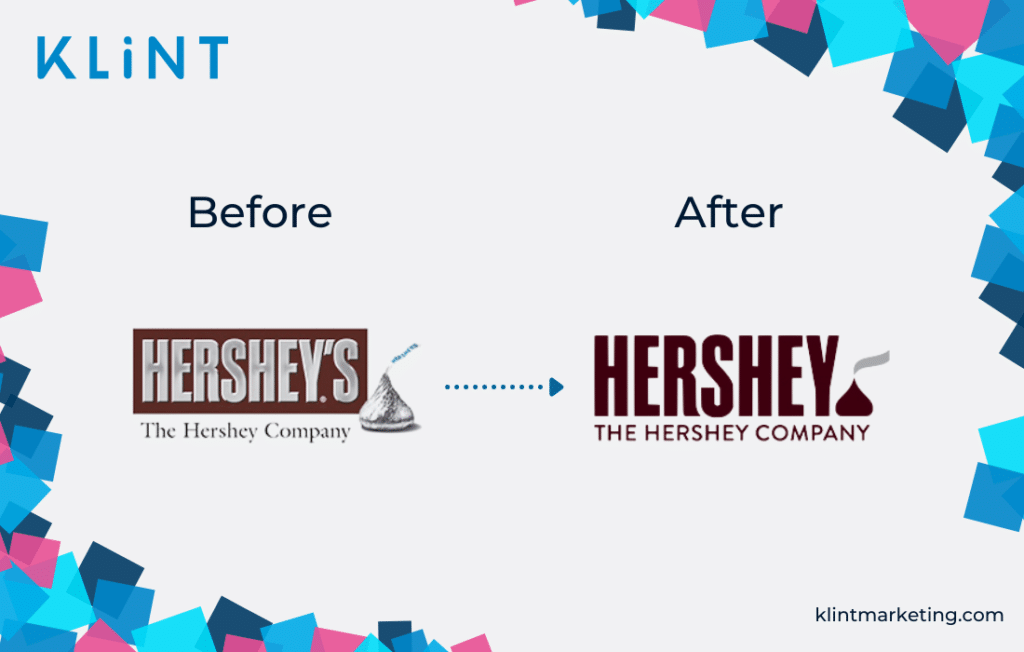 Le rebranding d'Hershey avant et après.