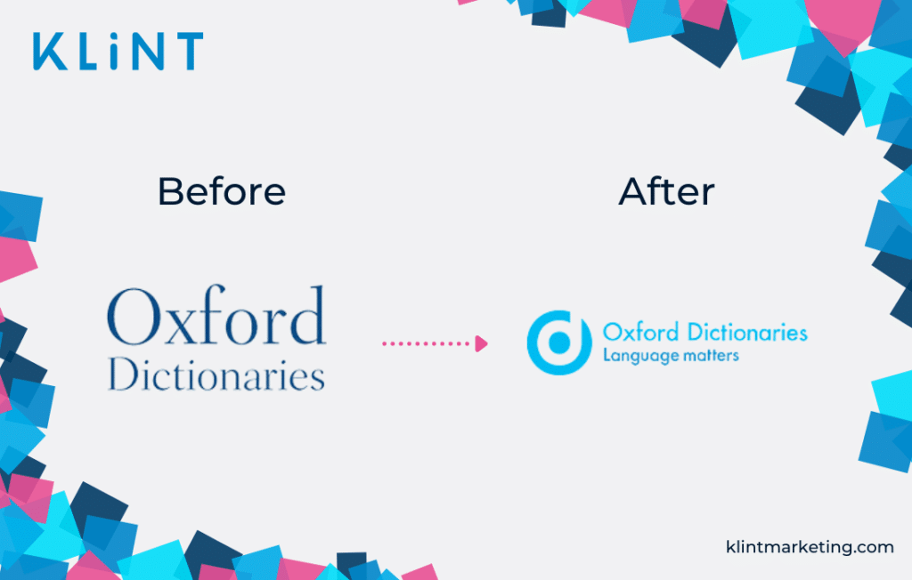 Changement de nom des dictionnaires Oxford avant et après