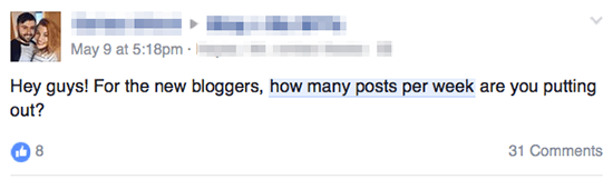 週あたりのFacebookの投稿
