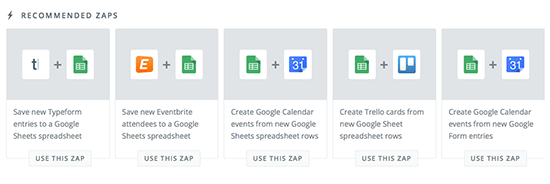 Google E-Tablolar Zapier