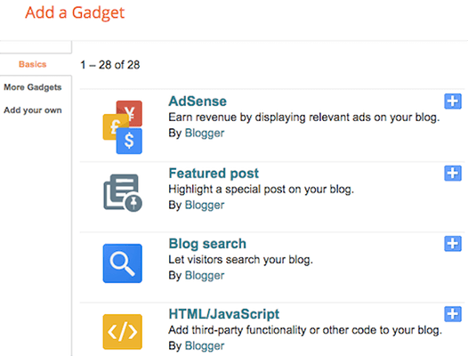 Blogger Adicionar Gadget