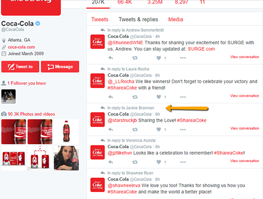 Exemplo 4 do Tweet da Coca Cola