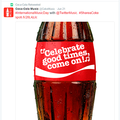 Przykład tweeta Coca Coli 3