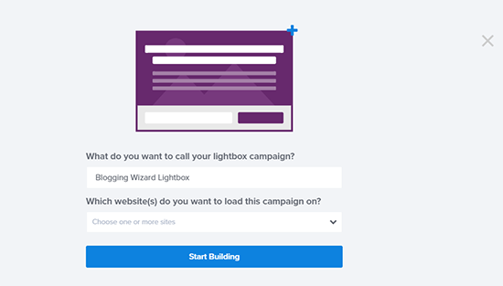 Nommez votre campagne Lightbox