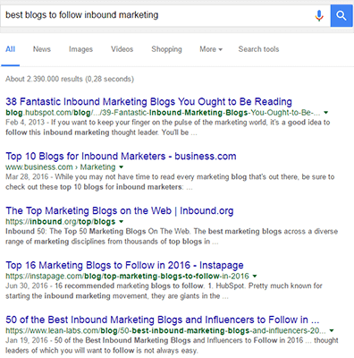 Inbound Marketing Google Search
