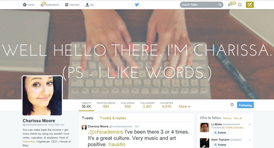 Charissa Moore Twitter示例
