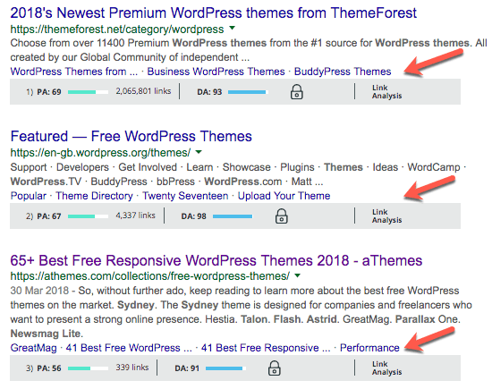 MozBar Анализ ссылок Google SERPS