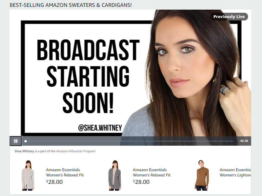 Shea Whitney Amazon live - Une entreprise de commerce électronique pour augmenter les revenus des influenceurs