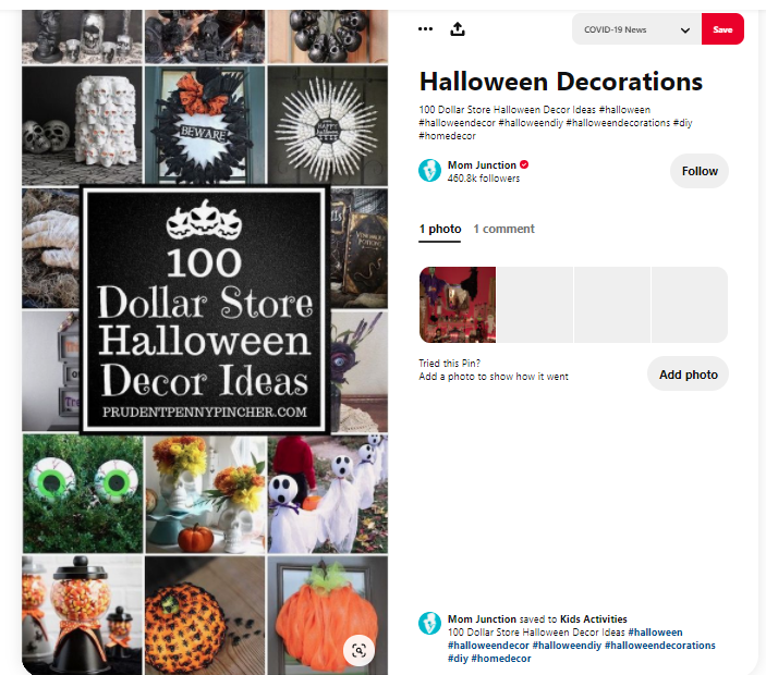 Épingle de décoration d'Halloween de Mom Junction x Dollar Store