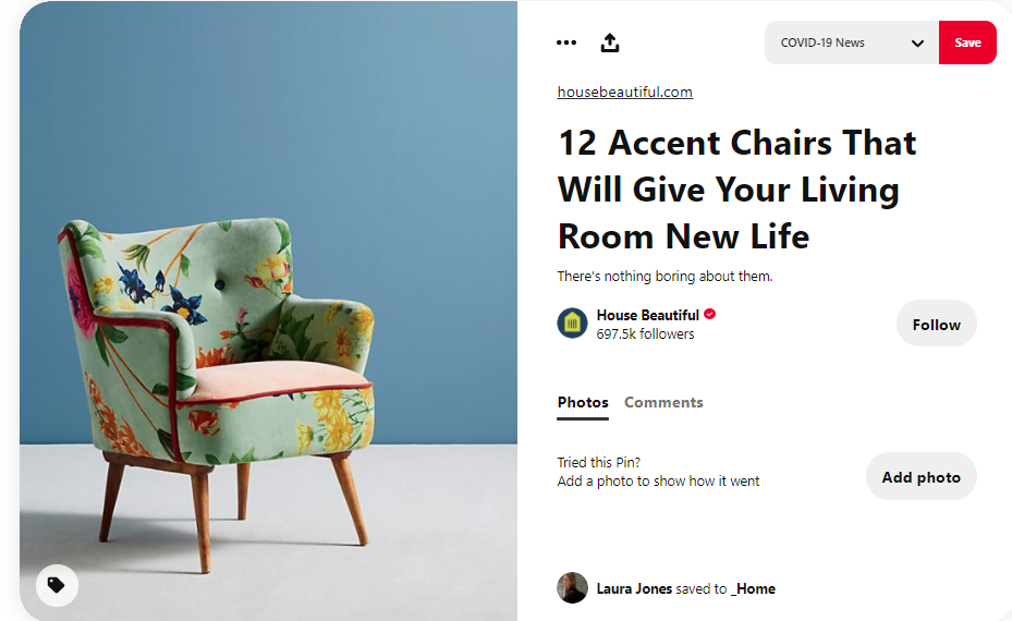 maisonbelle broche d'une chaise d'appoint florale