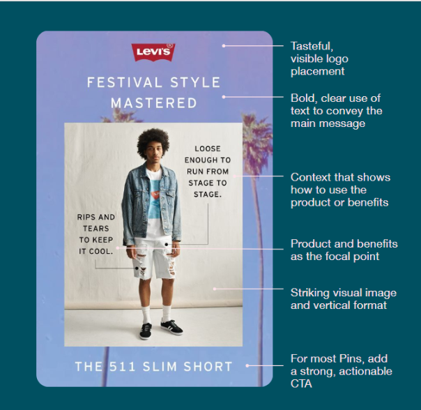 Exemple d'épingle publicitaire Levis