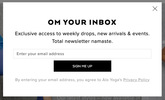 ป๊อปอัป Alo Yoga แบบ opti