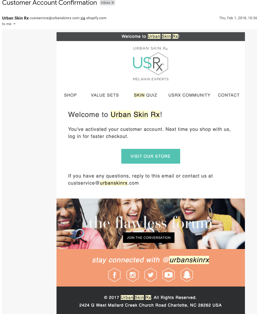 การยืนยัน Urban Skin Rx