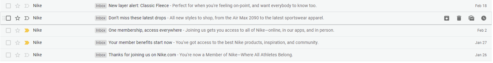 อีเมลต้อนรับ nike