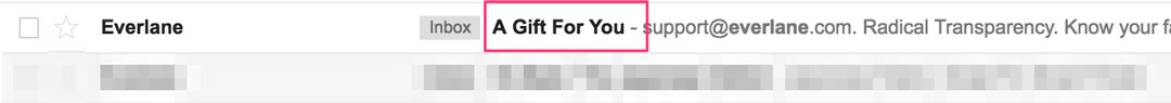 Everlane-Konu-Satır-Optimize Edilmiş Curiosity Based Subject Line for cart abandonment