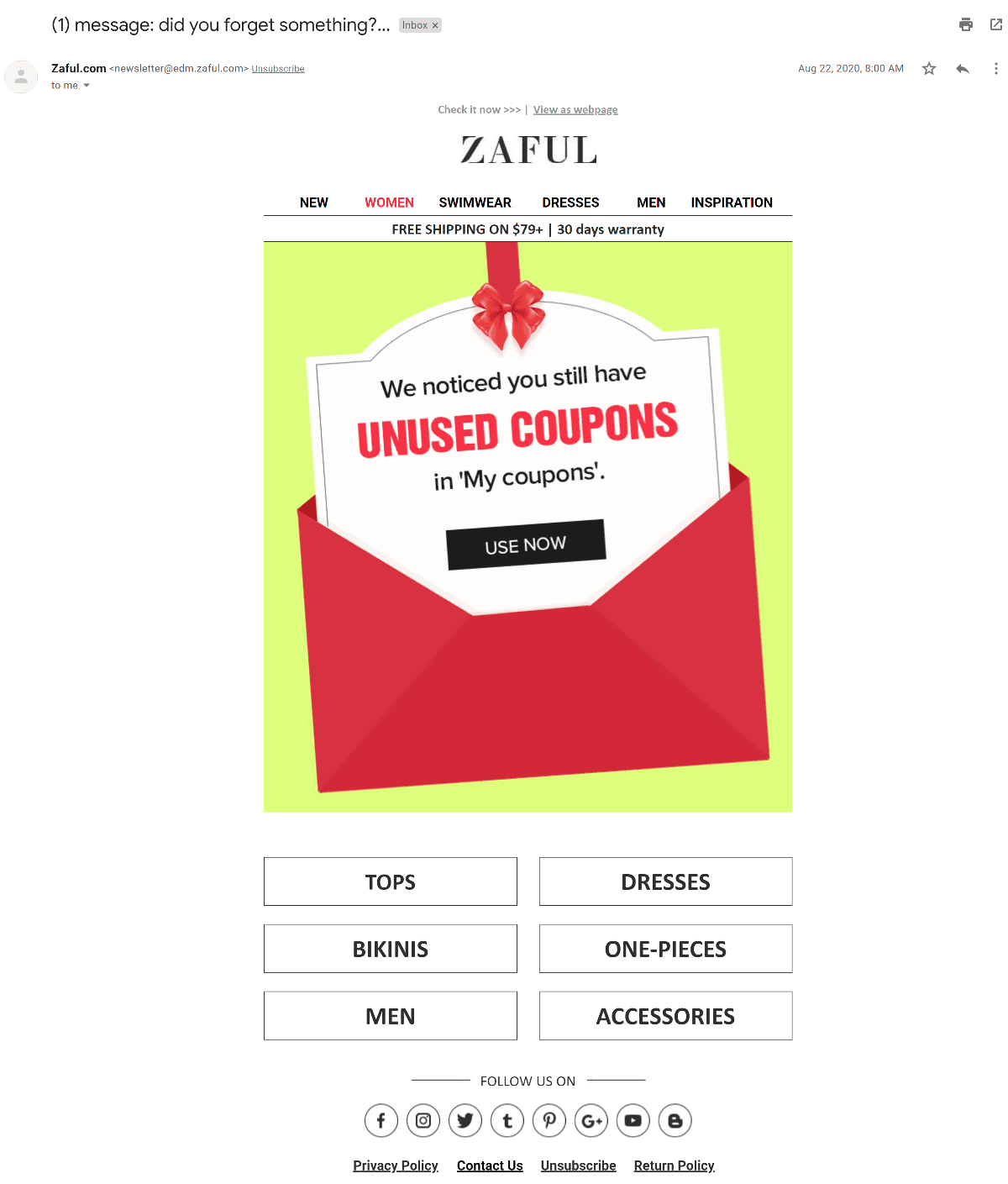 Zaful göz atma terk e-postası (1)