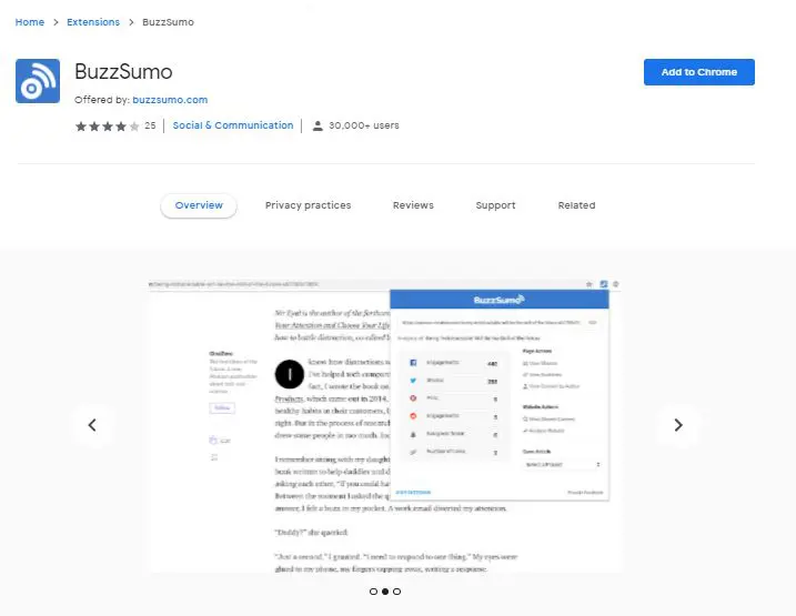 BuzzSumo - يجب استخدام ملحقات Chrome لتحسين محركات البحث