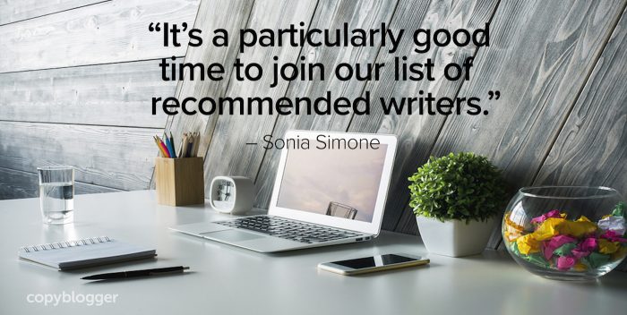 "Es ist ein besonders guter Zeitpunkt, sich unserer Liste empfohlener Autoren anzuschließen." - Sonia Simone