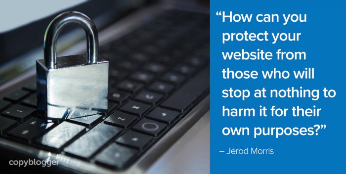 "어떻게 자신의 목적을 위해 웹 사이트를 해치려는 사람들로부터 웹 사이트를 보호 할 수 있습니까?" – 제로드 모리스