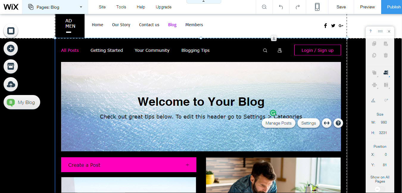 Aplikasi Wix Blog