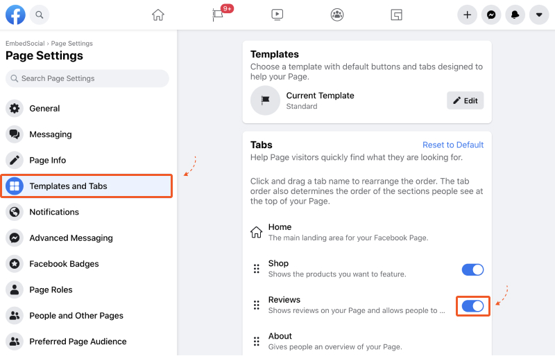 escolha a guia de comentários no Facebook