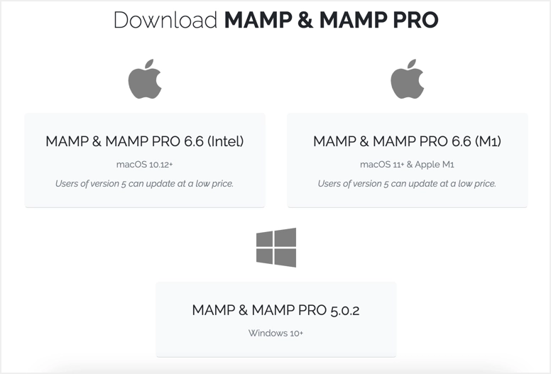 Wählen Sie die MAMP-Installationsversion