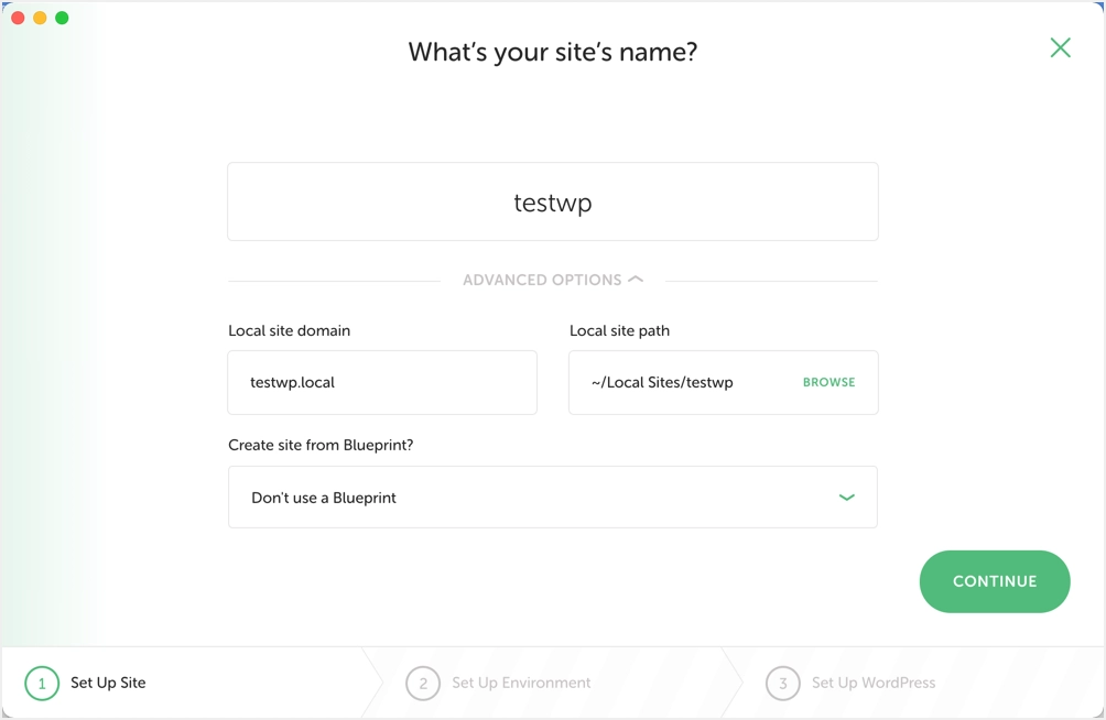 WP-Site in lokaler App erstellen