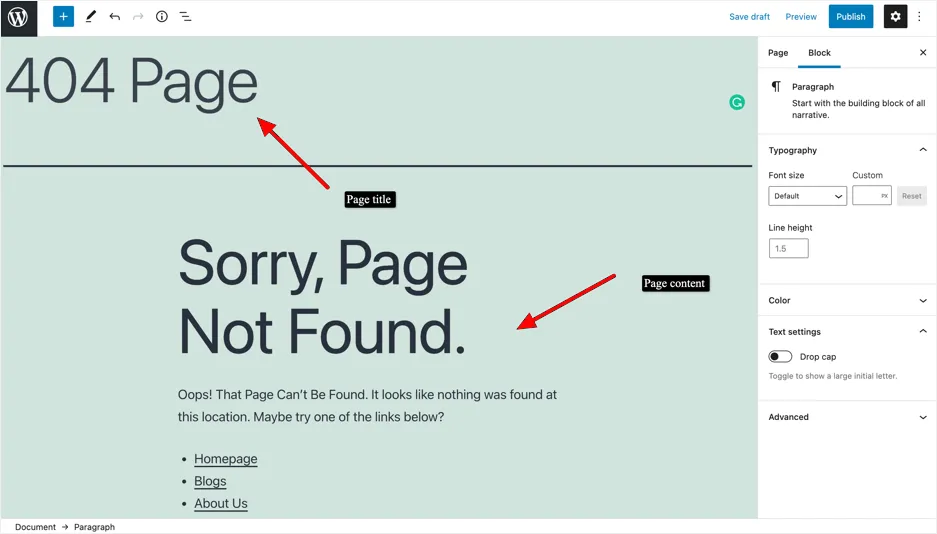 404ページの作成