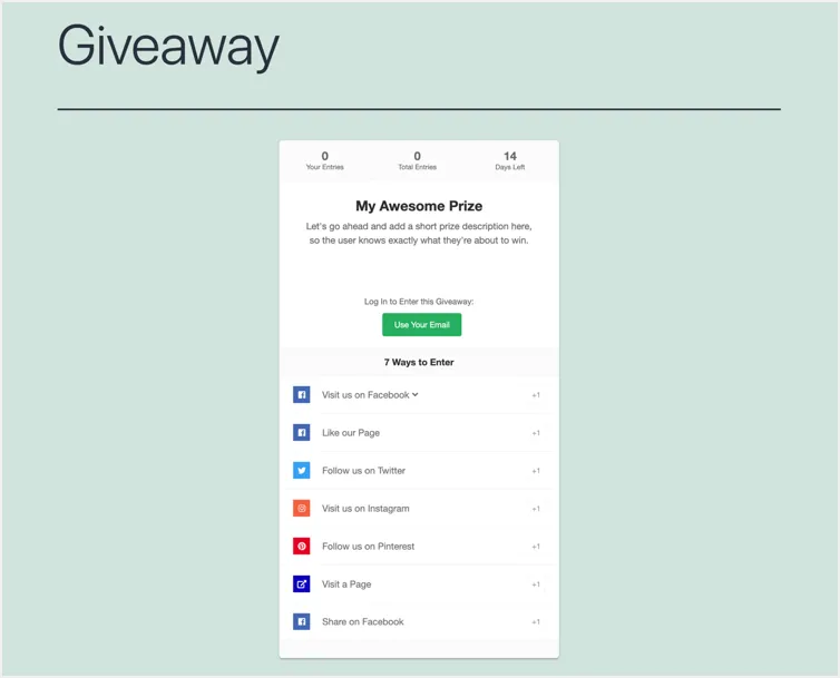 Giveaway-Vorschauseite