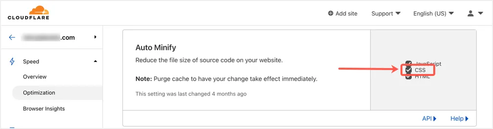 Abilita CSS Minify in Cloudflare