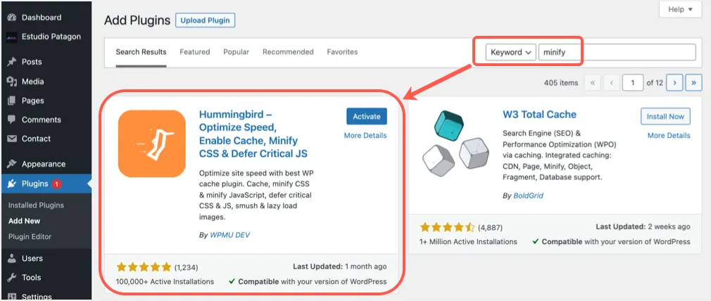 Installa il plugin Hummingbird