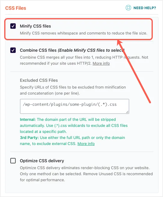 Minificar archivos CSS en WP Rocket