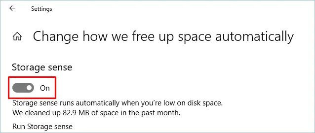 Activer Storage Sense