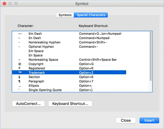 Caractere și simboluri speciale în Word Mac