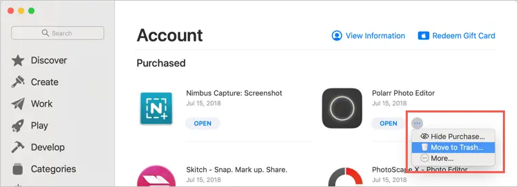 Hapus Aplikasi dari App Store