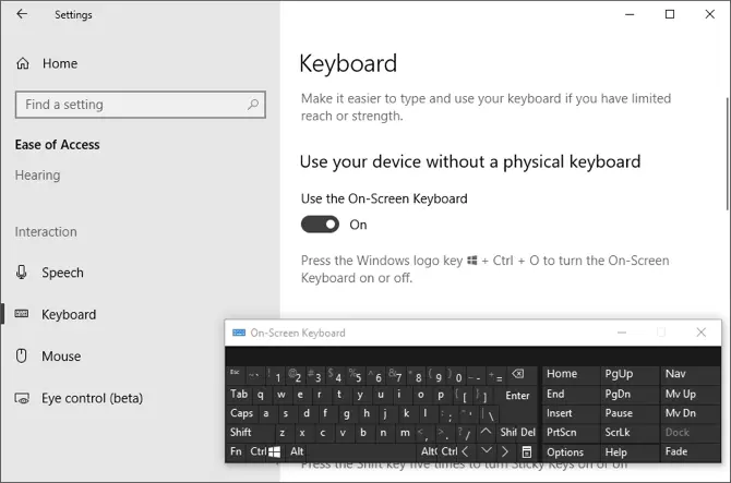 لوحة مفاتيح على الشاشة