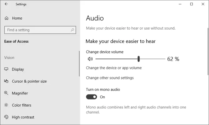 Opciones de audio