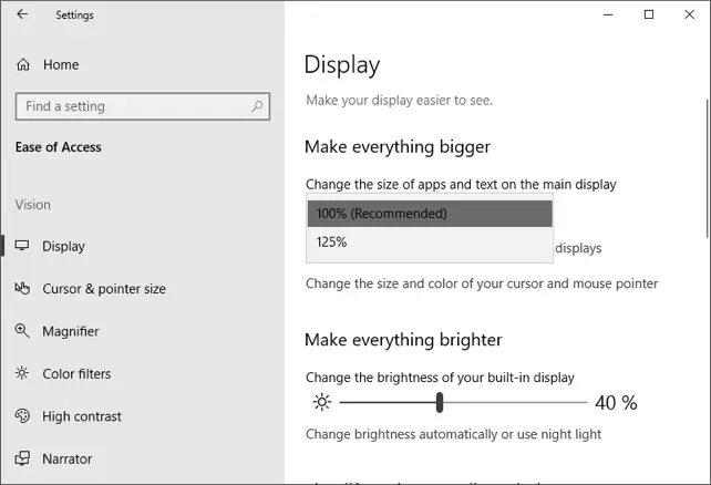 Configuración de tamaño de pantalla