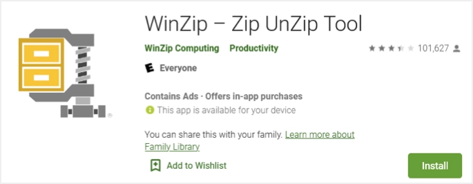 WinZip متجر جوجل