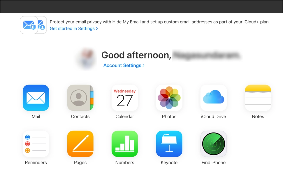 Applications sur le site Web iCloud