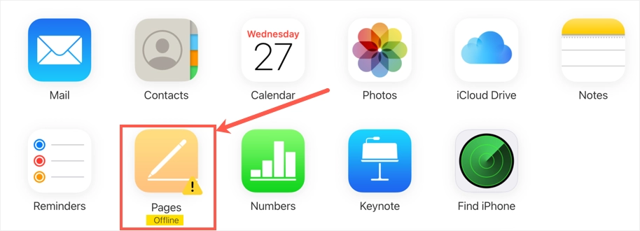 Avertissement dans l'application Pages