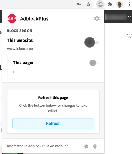 Deshabilitar el bloqueador de anuncios y actualizar la página