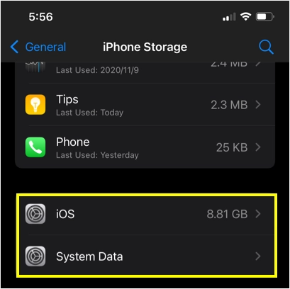 iOS e dati di sistema