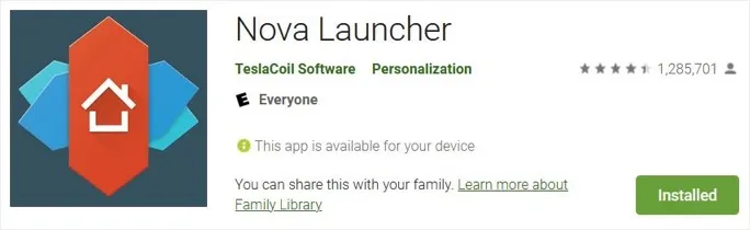Nova Launcher-App für Android