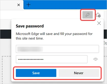 Salva la password in Edge