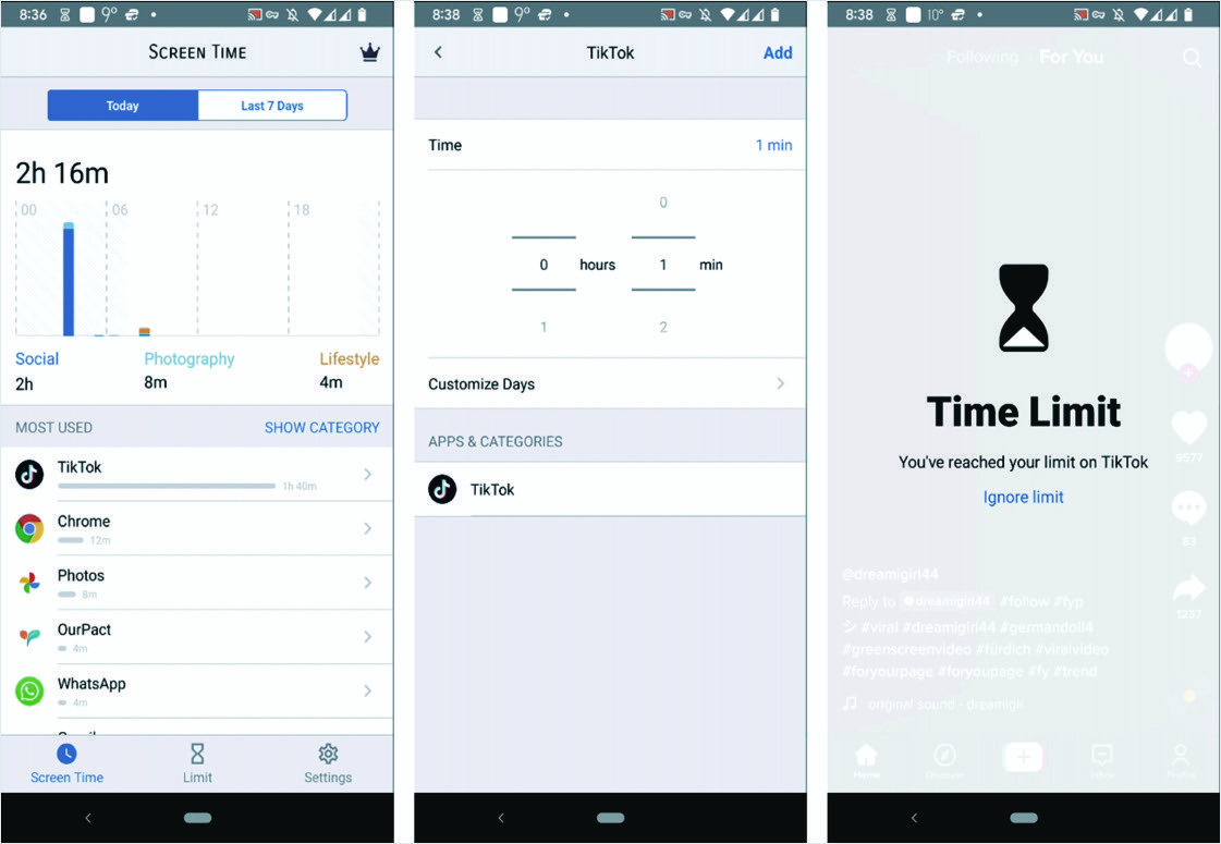 Bildschirmzeit-App für Android